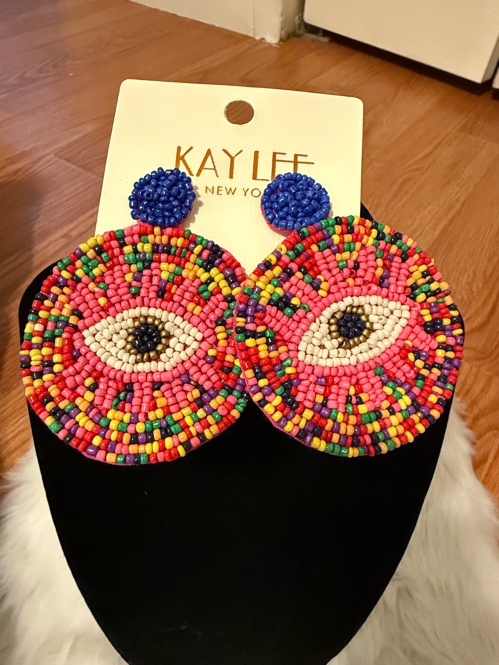 Kaylee Beaded Eye Statement Earrings - Multicolor